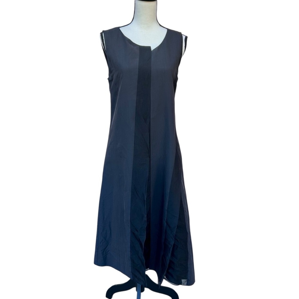 DEMOO Parkchoonmoo Silk Organza Panel Midi Dress Minimalist Black Sz M | 42 - Picture 4 of 17
